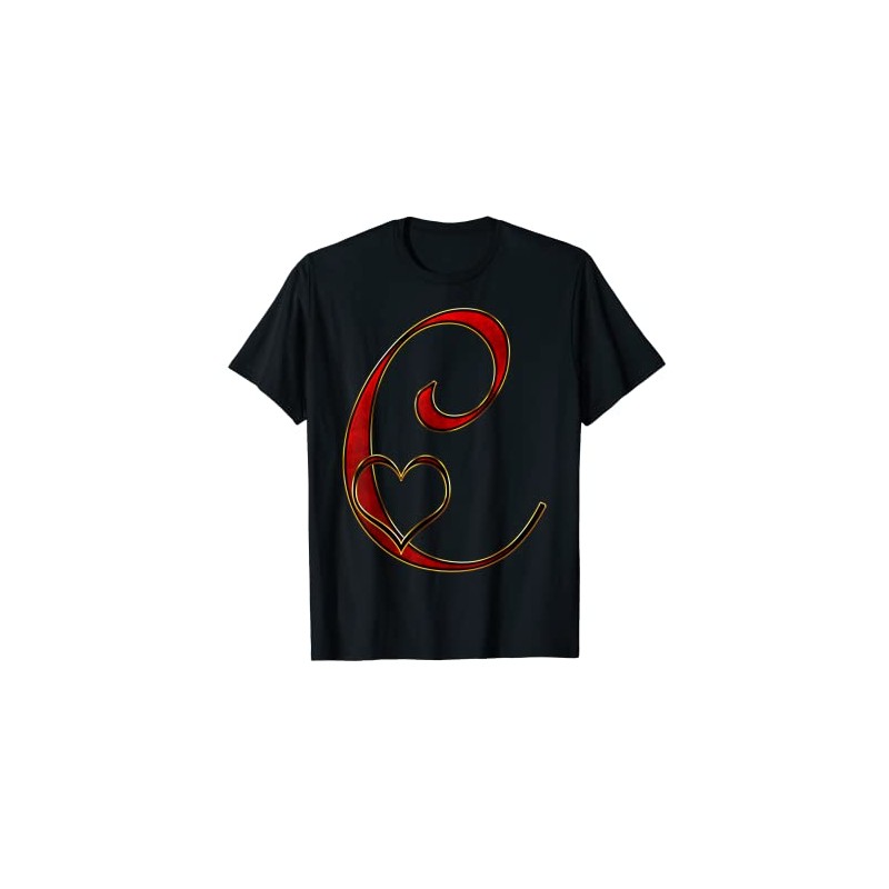 Monogram Initial Letter C Red Heart T-Shirt