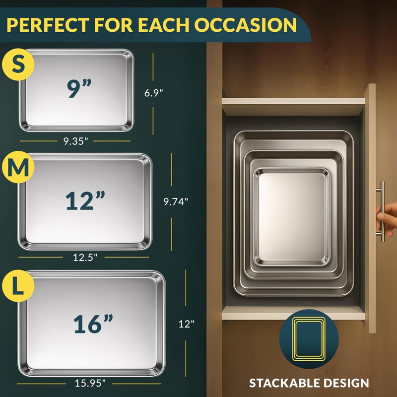 Baker’s Signature Stainless Steel Cookie Sheet Pan, Stainless Steel Baking