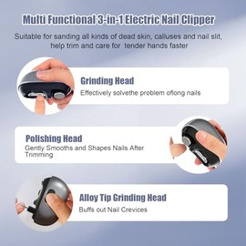 Electric Nail Clipper, Electric Nail Clippers for Seniors & Adults, Baby Electric Nail Trimmer with LED Light & Nail Scraps Storage, 3-in-1 Automatic 