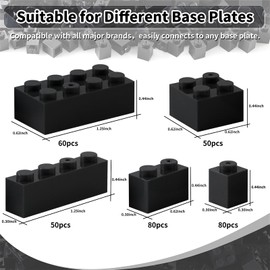 Feleph Building Bricks 1x1 1x2 1x4 2x2 2x4 Bulk 320 Pcs Mixed Sizes Classic Block Accessories Parts and Pieces Creative Toy Set for Boys and Girls Compatible with Major Brands(Black)