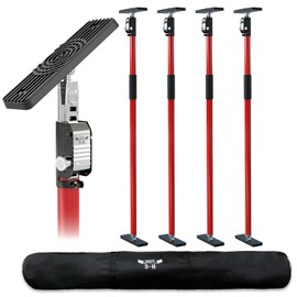 3-H Truck Cargo Bar, 43"-77" Adjustable Support Pole All Metal,Cabinet Jack,Truck Bed Divider with Self-Locking Spring Ratchet - Load Lock Bar for Vans, SUVs & Trucks,Red,4pc