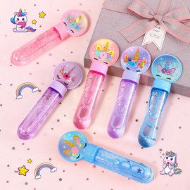 Winrayk 24 Large Unicorn Bubble Wands with Gift Box, Kids Unicorn Party Favors - Pastel Bubbles Bulk (6 Style & 3 Color), Pinata Filler Goodie Bag Stuffer Carnival Prize Summer Girls Birthday Supplies