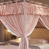NXGIO 4 Corners Post Princess Ruffle Curtain Bed Canopy Lace