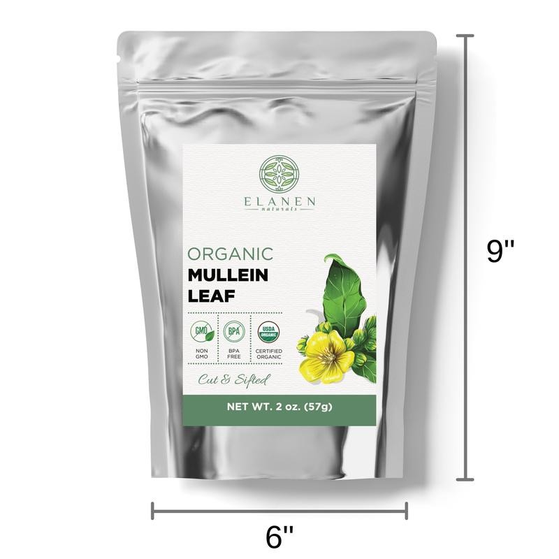 Elanen Naturals Mullein Leaf, USDA Certified Organic, Cut & Sifted