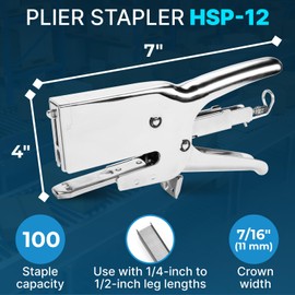 IDL Packaging HSP-12 Heavy-Duty Metal Plier Stapler, Silver - Works with 7/16" (11 mm) Crown Staples - Industrial Cardboard Stapler - Great for Sealing Packaging Boxes, Mail Bags, or Poster Tubes