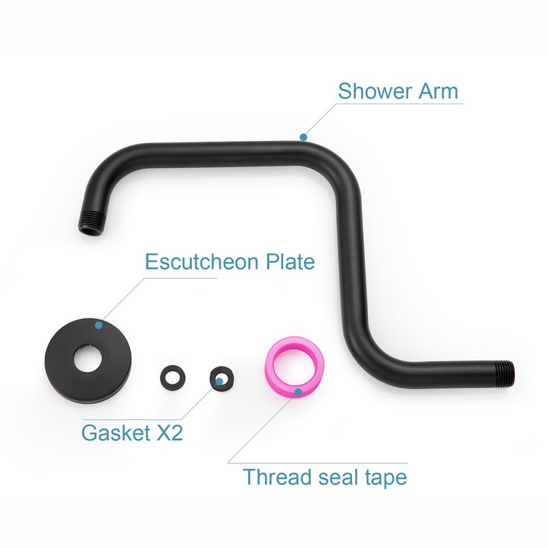 OFFO Shower Head Extension Arm 13 Inch, S Shaped High
