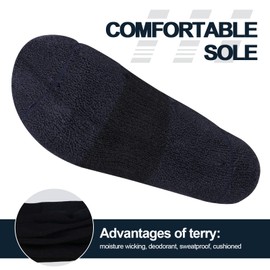 YUEDGE Men's Moisture Wicking Black Cushioned Crew Socks Padded Comfort Work Socks Training Athletic Socks For Men Pack 10-13, 5 Pairs