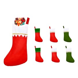 Aoshang 6 Pack Red Felt Christmas Stockings 15" Christmas Candy Gift Stockings for Family Xmas Decoration Holiday Season Party