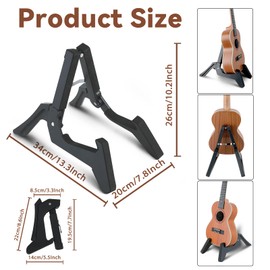 EASTROCK Foldable Ukulele Stand ABS Stand for Mandolins/Violins Adjustable Portable Instrument for Ukulele Accessories, Suitable for Beginners, Adults and Professional Artists (Black)