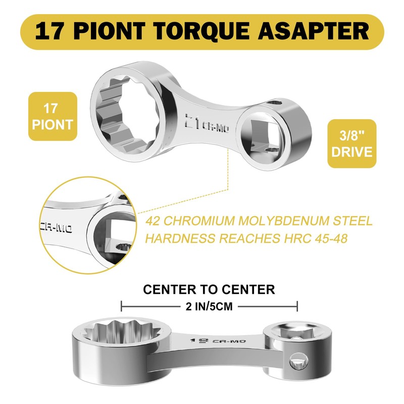 ANPUDS 17 pcs Metric Torque Adapter Set - 12 Point