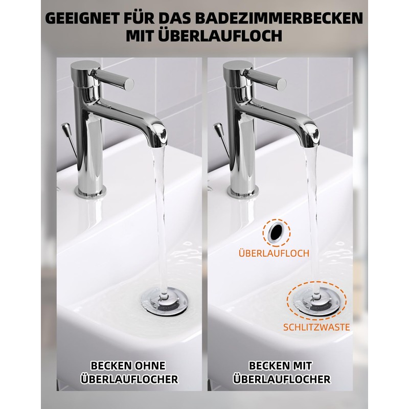 Hibbent Pull Rod Drain Fitting with Overflow Sink Drain Valve