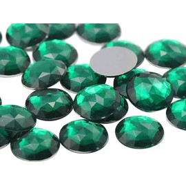 18mm Flat Back Round Acrylic Rhinestones Jewels Plastic Gems Embelishments for Cosplay/Costumes Jewelry Making - 30 Pieces (Green Emerald H106)