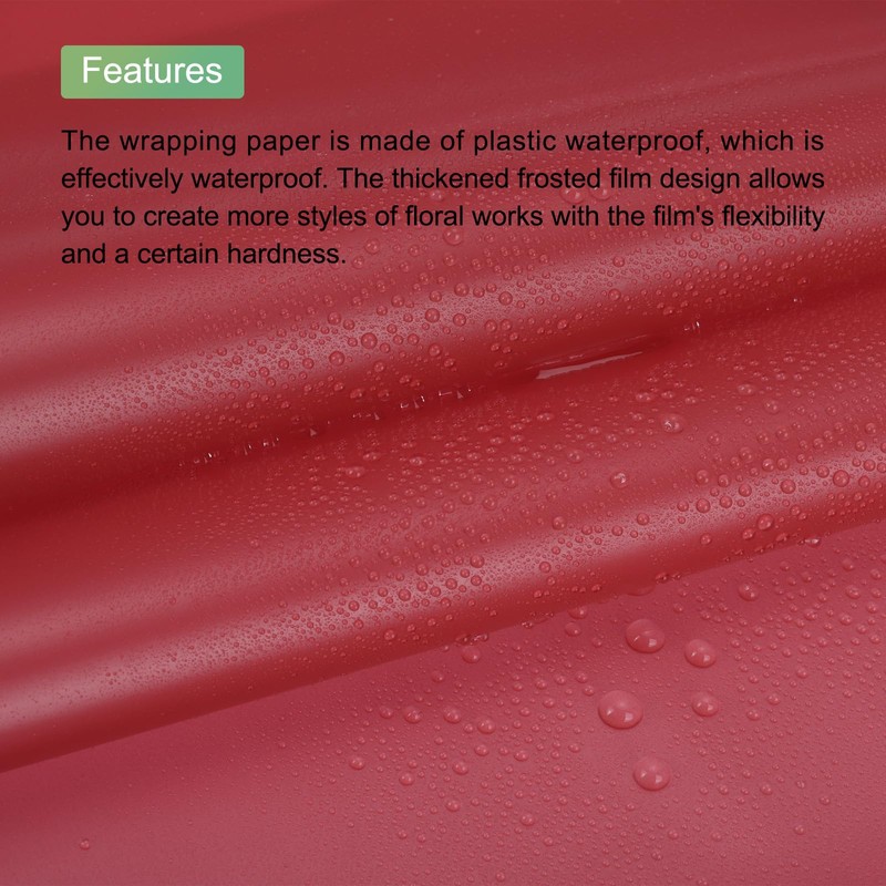 MECCANIXITY 20pcs Transparent Deep Red Border Flower Wrapping Paper 22.8"x22.8"