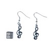 Miniblings Earrings Silver Treble Clef Piano Music Smock