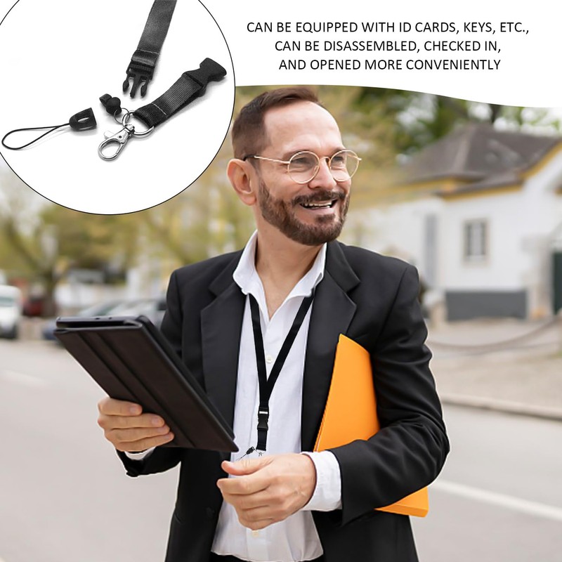 Pack of 5 Black Lanyards, 5 Pieces Clear Card Holders,