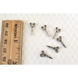Streets Ahead Dollhouse Sewing Scissors x6 Pair Fancy Silver Metal 1:12 Scale Accessories