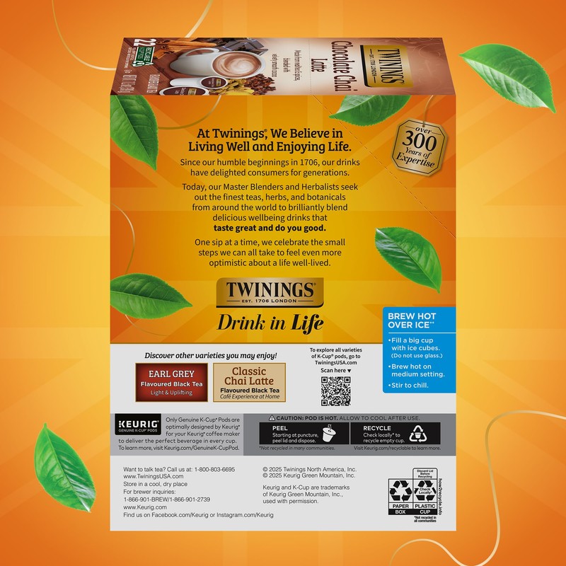 NEW Twinings Chocolate Chai Latte Tea K-Cup Pods for Keurig,