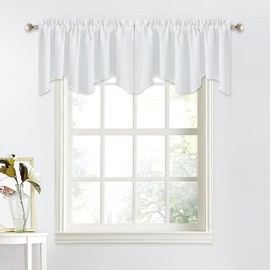 NICETOWN Window Valances Curtains for Half Window - 52 inches x 18 inches Rod Pocket Durable Valance Curtains for Tiny Bathroom Window/Bay Window/Kitchen/Bedroom (Light Grey=Greyish White, Set of 2)