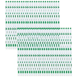 HIXNUG 50Pcs St Patrick's Day Paper Straws Green Shamrock Straws Irish Clover Print Drinking Straws St Patrick's Day Party Supplies