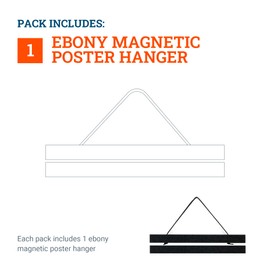 Magnetic Poster Hanger in Ebony – Fits 8x10, 8x12, 8x16 Prints – 8-Inch Wide Max Display for Posters, Prints, or Tapestries