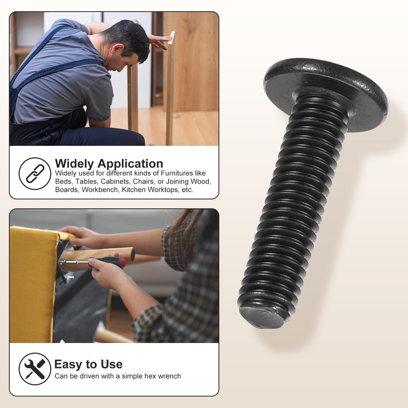 METALLIXITY Flat Head Hex Socket Cap Screws Bolts(M6-1x45) 15Pcs, Steel