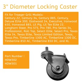 Qiqimingxin 3" Caster Wheel with Brake Fit for Traeger Pellet Grills Many Models Replace HDW302 Rubber Heavy-Duty Wheel