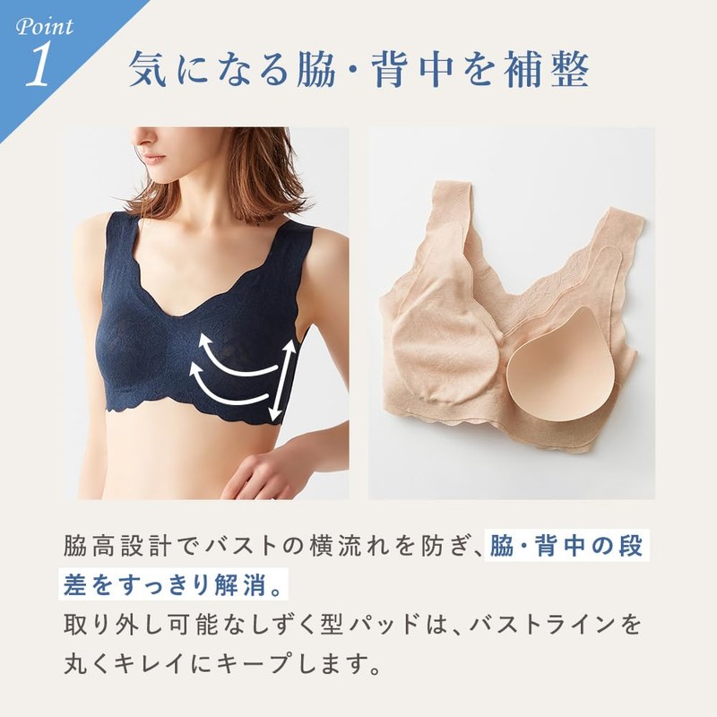 Gunze KB1655 Kireilabo Foundation Bra Series Women's Non-Wired Bra, Shapewear,