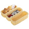 3 Pack Plastic Wicker Bread Basket, Rectangular Imitation Rattan Basket,