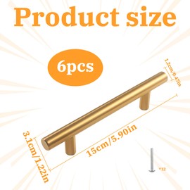Eophmi Gold Handles for Cupboards 6pcs Gold Cupboard Handles Stainless Steel Golds Drawer Handle(150mm x 96mm x 31mm, Hole Centre 96mm)