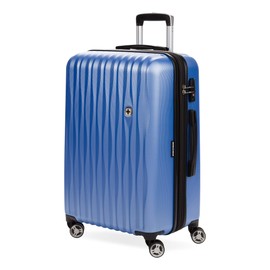 SwissGear 7272 Energie Expandable Hardside Luggage with Spinner Wheels and TSA Lock, Periwinkle Blue, Checked-Medium 24-Inch