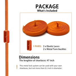 Alegrianan No Tie Shoelaces, Elastic Shoelaces for Adults/Kids，Elastic No Tie Shoe Laces, Orange, X-Large