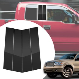 4pcs Glossy Black Exterior Door Window Pillar Posts Molding Cover Panel Trim Stickers Side Door Window Cover Trim Kits for Ford F150 F-150 Raptor 2004 2005 2006-2013 2014 Accessories