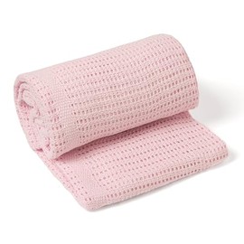 Clair de Lune Soft Cotton Cellular Baby Pram Blanket 90 x 70 cm (Pink)