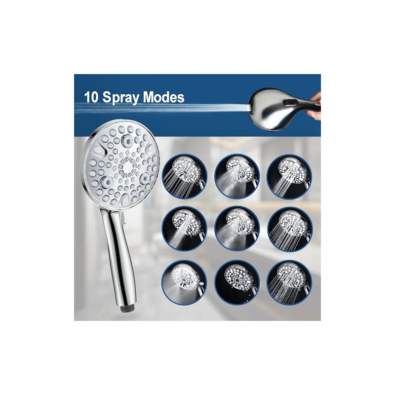 7.5" Rotatable Dual Shower Head with Handheld Combo, Kids Friendly