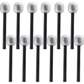 12 Packs Glittered Microphones Fake Bling Microphone Prop Kids Plastic Pretend Rock Star Toy Music Microphone Disco Stage Costume Prop for Kids New Years Party Supplies Favors