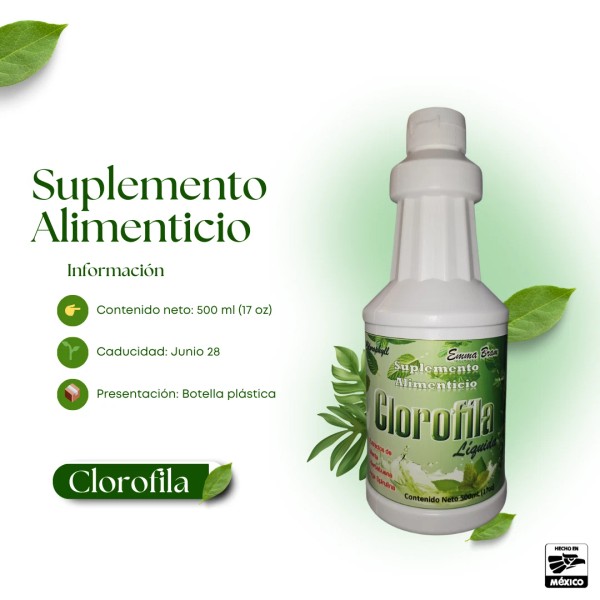 emmabram Clorofila Líquida con Extractos de Menta, Spirulina y Hierbabuena