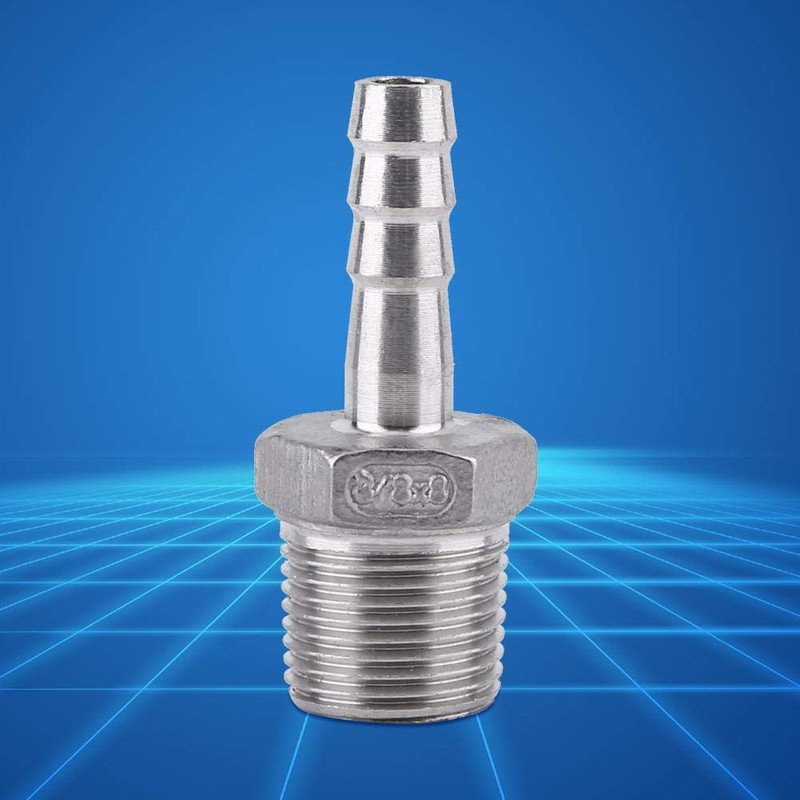 Hose Connector Ribbed Male Thread Stainless Steel SS304 55° BSPT