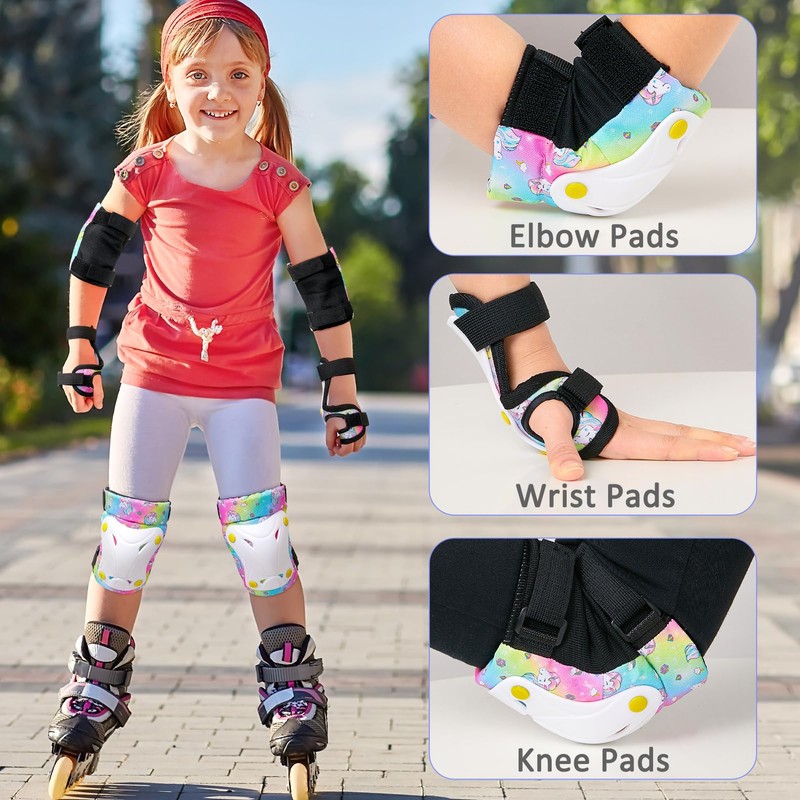 Unicorn Knee and Elbow Pads for Kids Girls 6 in