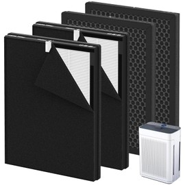 4 Pack K2 Replacement Filter Compatible with LUNINO K2 Air Purifier, Double-Sided Filters for Home Large Room up to 3000sq.ft, H13 True HEPA and Activated Carbon Filter