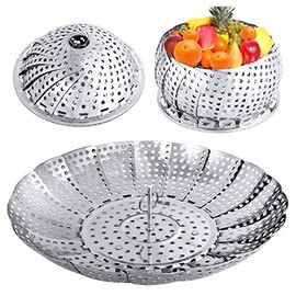 Cesta de Vapor para Verduras, Cesta de Vapor Plegable, Cesta de Vapor de Metal de Acero Inoxidable Plegable con Inserto para Cocinar Alimentos, Expand