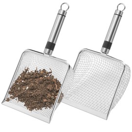 GIONAR Pack of 2 Stainless Steel Garden Sieve - Garden Sieve Soil - Compost Sieve with Handle Garden Sieve - Sand Sieve, Sieve, Ground Sieve, Sand Sieve (3.8/5 mm Mesh)