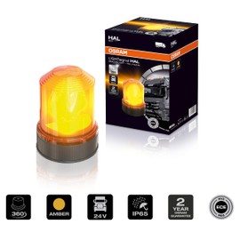 OSRAM LIGHTsignal Halogen Beacon Light, Rotating Beacon 360°, Yellow Indicator Light, Road Approved Warning Light for Trucks and Commercial Vehicles with 3-Bolt Attachment