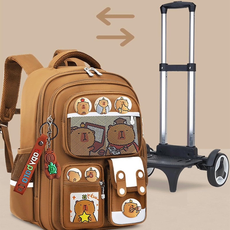 Tarvione Capybara Backpack with Wheels Large Capacity Kawaii Wheeled Kapibara