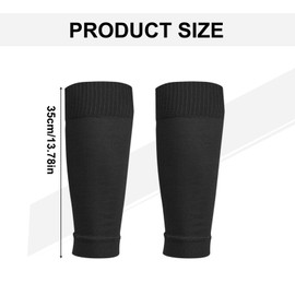 XNIVUIS 2 Pairs Football Sock Sleeves, Soccer Shin Guards Sleeves, Leg Sock Sleeve Soccer Fits Over Shin Pads for Football Games Beginner, Professional, Running, Training, One Size (Black)