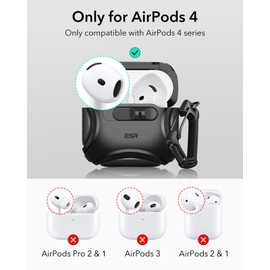 ESR for AirPods 4 Case, Compatible with AirPods 4 Generation Case (2024) (USB-C), Compatible with MagSafe, Drop-Proof Lock, Easy Open, Cyber Series, Black