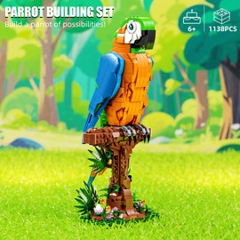 TYCOLE Macaw Parrot Building Sets for Kids & Adults, Creative Bird Building Blocks Model, Animal Toys, Decor for Home Office, Birthday Gifts for 8-12 Boys Girls 1138PCS
