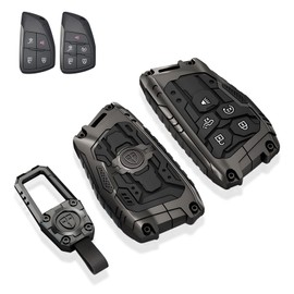 Heavy-Duty Zinc Alloy 5-Button Key Fob Cover for Chevy Silverado/GMC Sierra 2022+, Tahoe 2024 – Glow Buttons, Waterproof & Anti-Scratch (Verify Fit w/ Images)
