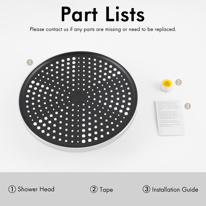 KES Shower Head 10 Inch Fixed Shower Head, Large Rainfall