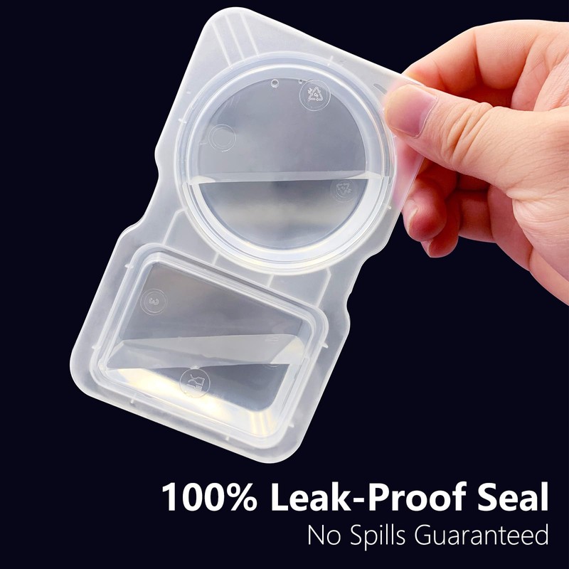 BIDEX 6PCS Double Condiment Containers with Lids,2 Compartment Snack Containers