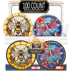 Supa Ant Canning Lids Regular Mouth (100pcs) Decorative Tin Canning Lids Regular Mouth (Glass Window) Buckle Proof and Rust Proof - Perfect Fit Can Lid for Mason Jars Canning Supplies